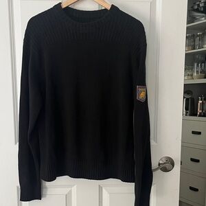 Black German 100% Cotton Arm Patch Sweater